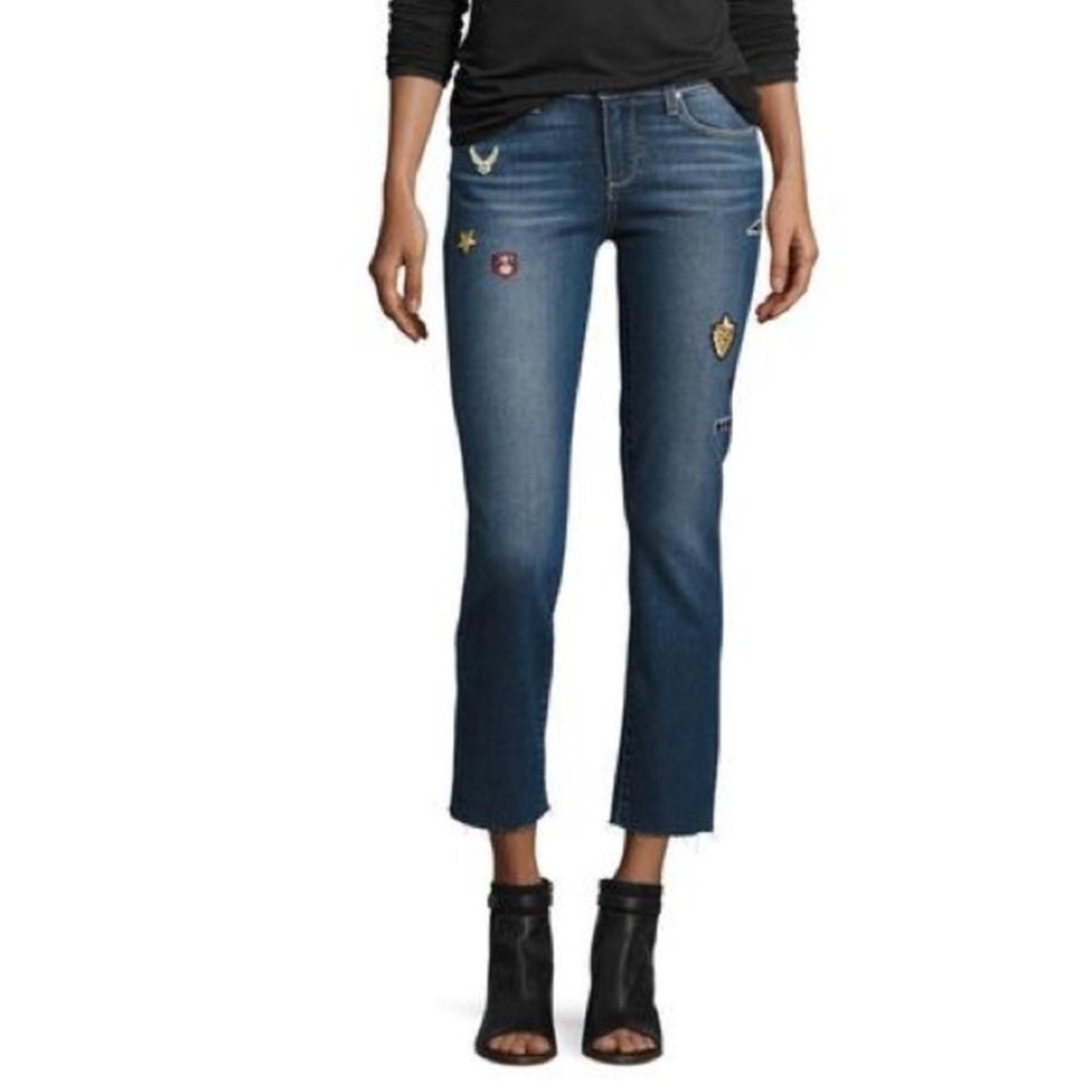 Anthropologie PAIGE Jaqueline Straight Military Patch Raw Hem Size 32 (V…
